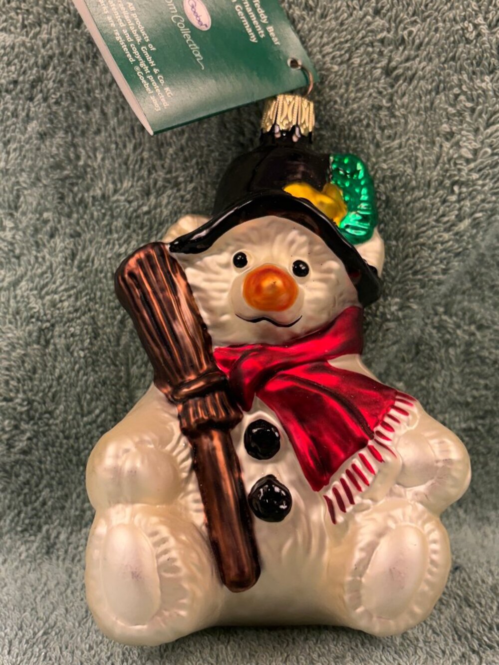 Goebel Heirloom Collection Hermann Teddy Bear Glass Ornament Snowbear 191013 Box